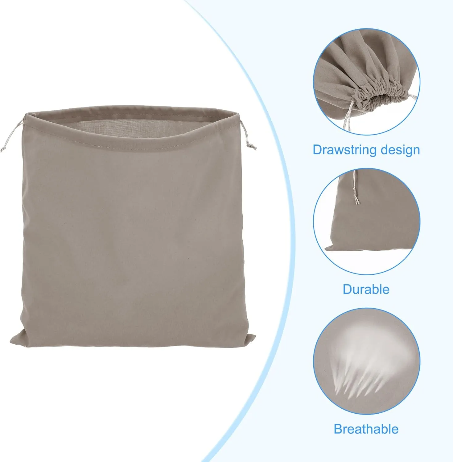 PATIKIL Large Velvet Bags With Drawstrings, 3 Pack 14 x 14 Inch Hair Dryer Bag Treat Bag Dust Bag Hotel Storage Bag for Travel Luggage Packing, Gray