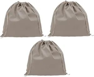 PATIKIL Large Velvet Bags With Drawstrings, 3 Pack 14 x 14 Inch Hair Dryer Bag Treat Bag Dust Bag Hotel Storage Bag for Travel Luggage Packing, Gray