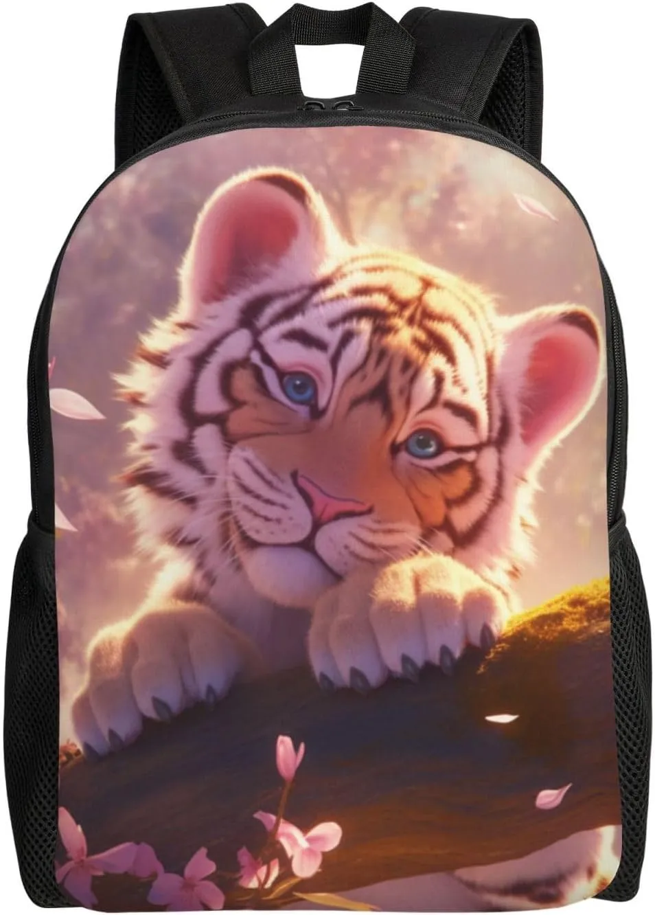 Peach Blossom Tiger Backpack Waterproof Anti Theft Durable Light Laptop Bag Backpacks For Women Men Travel Gym Backpack