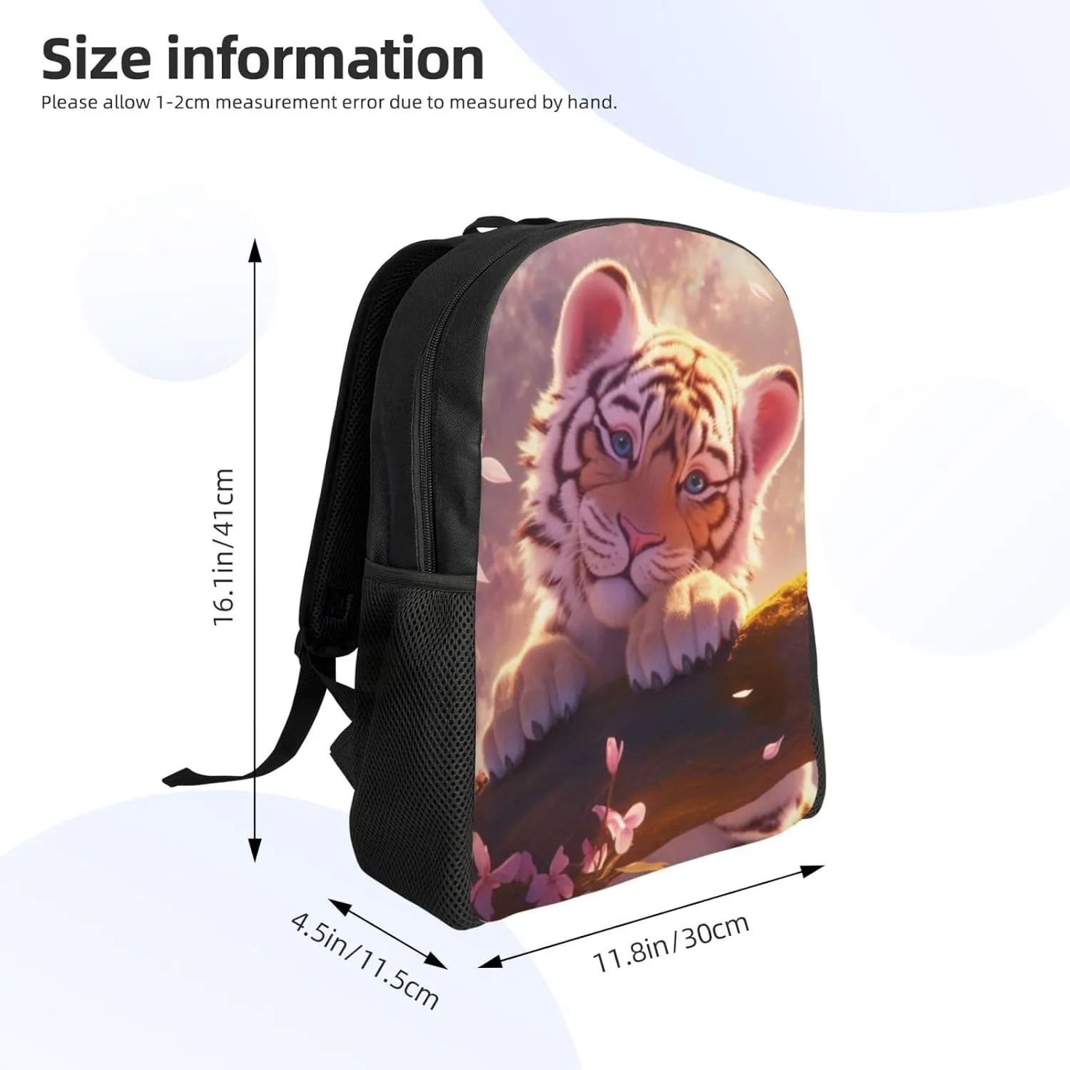 Peach Blossom Tiger Backpack Waterproof Anti Theft Durable Light Laptop Bag Backpacks For Women Men Travel Gym Backpack