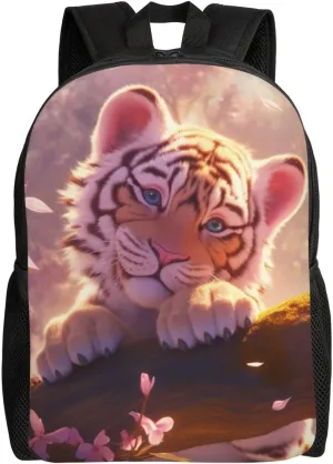 Peach Blossom Tiger Backpack Waterproof Anti Theft Durable Light Laptop Bag Backpacks For Women Men Travel Gym Backpack