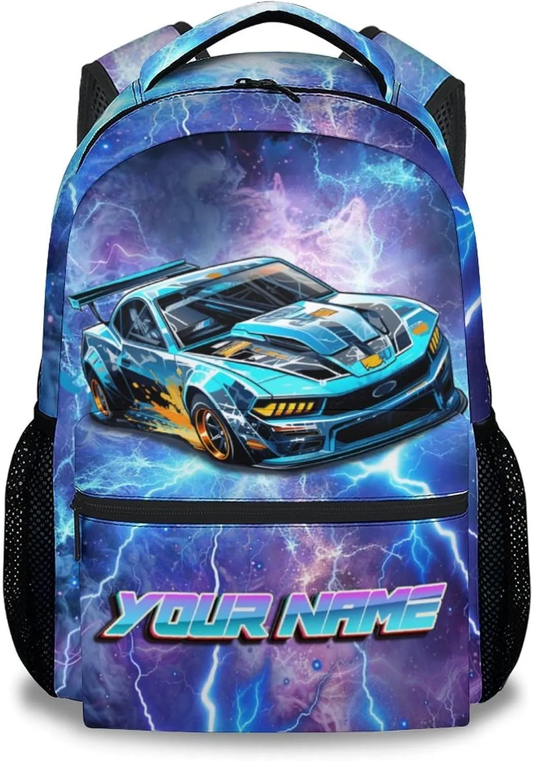Personalized Boys Backpack with Name - 17 Inch Car Backpacks for Middle School, Highschool - Funny Lightweight Durable Car Bookbag