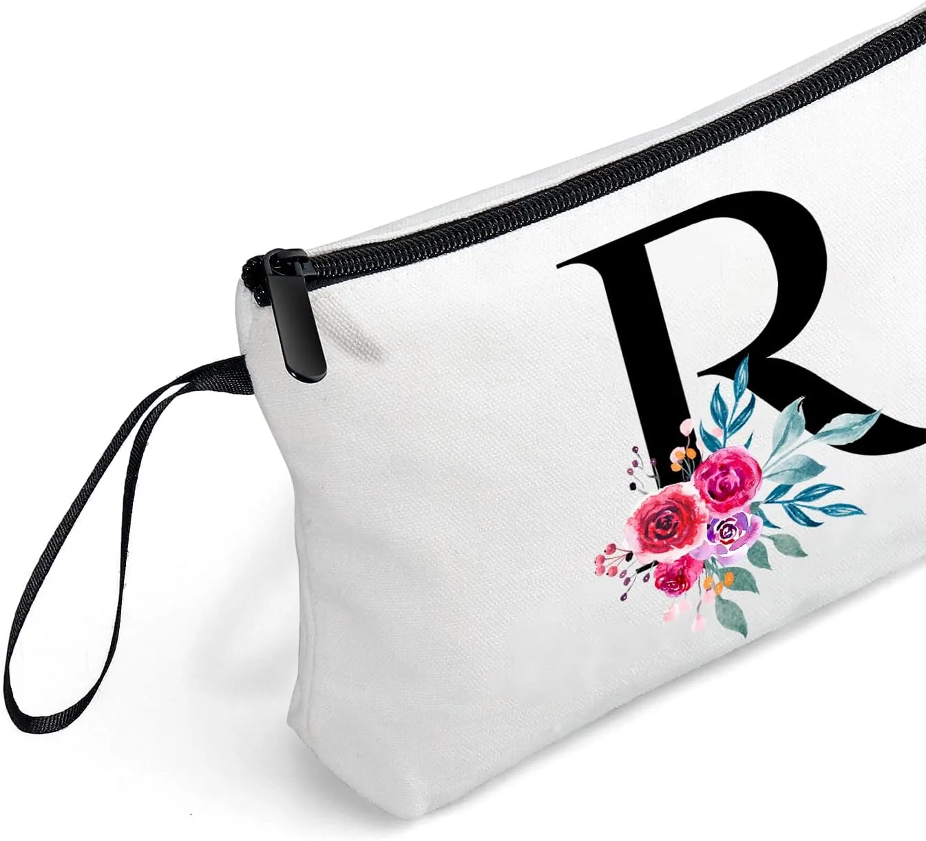 Personalized Makeup Bag for Teen Girls, Unique Birthday Gift for Women, Initial Cosmetic Bag With Mirror (R)