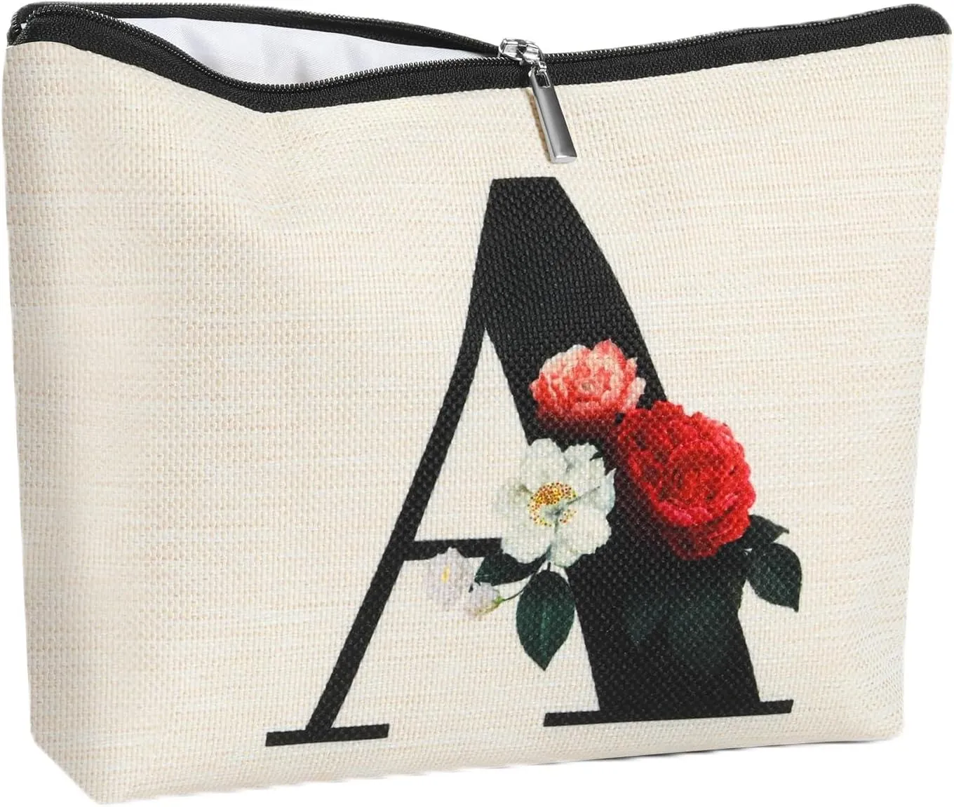 Personalized Monogram Makeup Bags for Women, Cute Initial Makeup Bag Letter A Make up Bag, Unique Gift for Birthday, Anniversary, Valentines Day, Mothers Day(A)