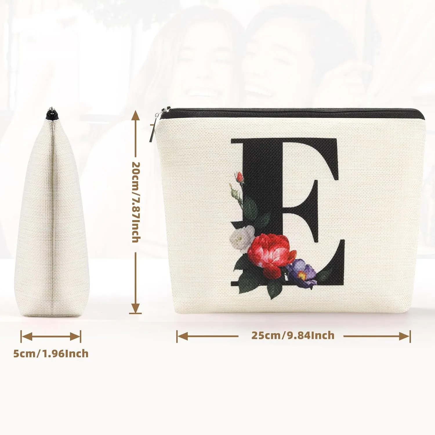 Personalized Monogram Makeup Bags for Women, Cute Initial Makeup Bag Letter A Make up Bag, Unique Gift for Birthday, Anniversary, Valentines Day, Mothers Day(A)