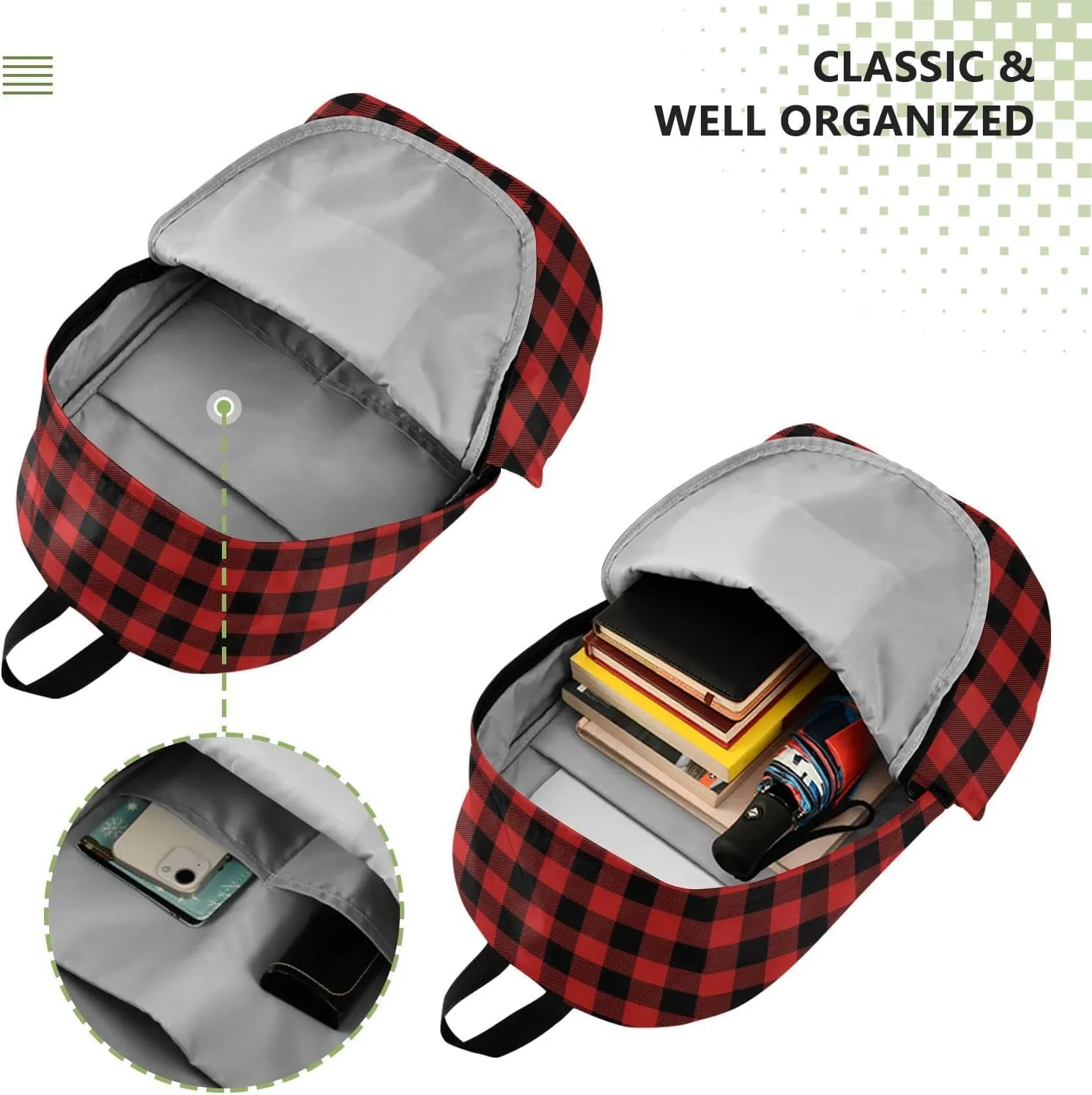 Plaid Dark Red Travel Laptop Backpack for Women Flight Approved Backpacks Durable Computer Backpack Nurse Bag for Travel Work Men Airplanes Business Nurse