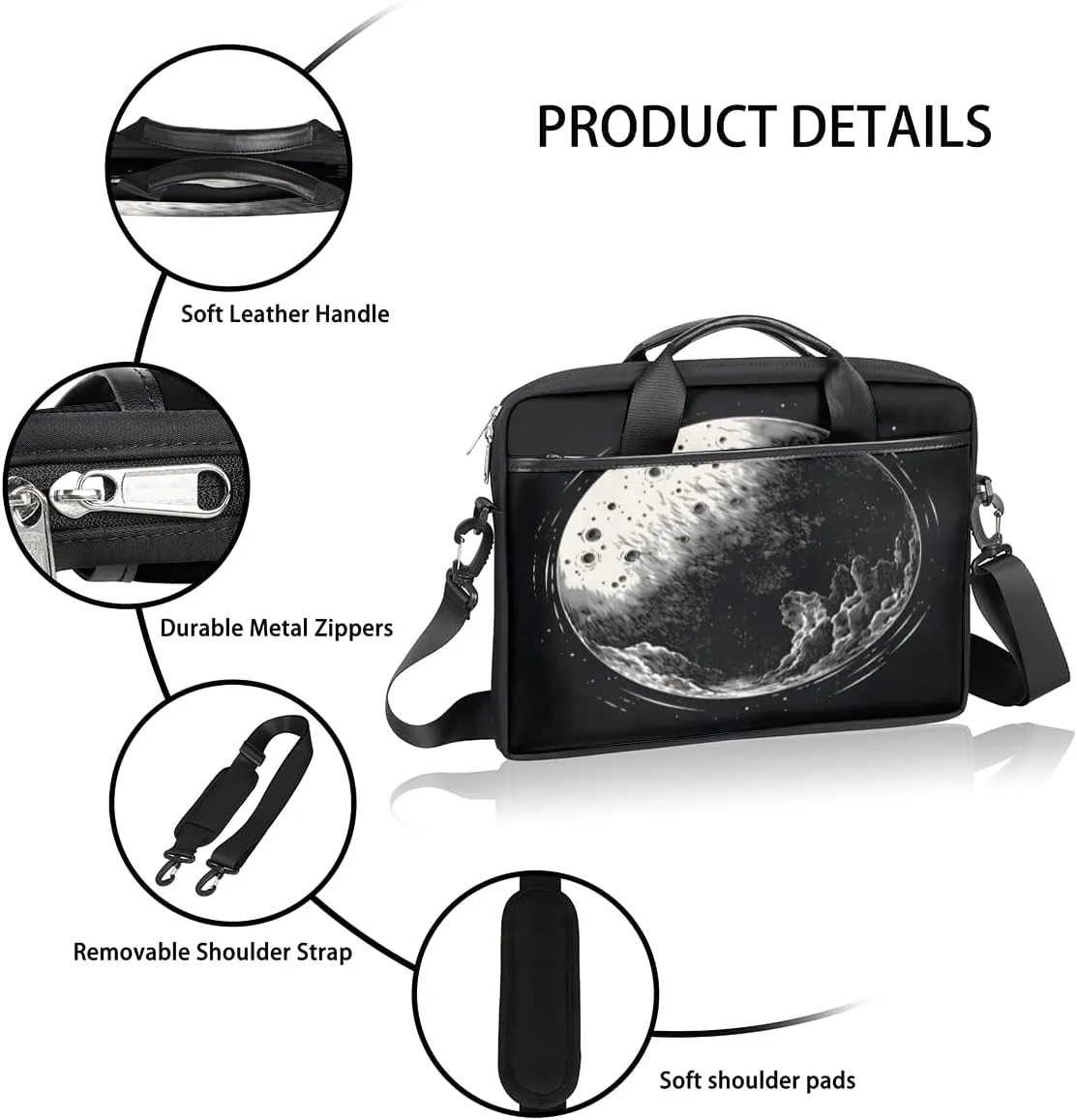 Planet Fun Pattern Laptop Shoulder Bag for Tablet Computer Notebook Sleeve Messenger Carrying Case Briefcase Tote