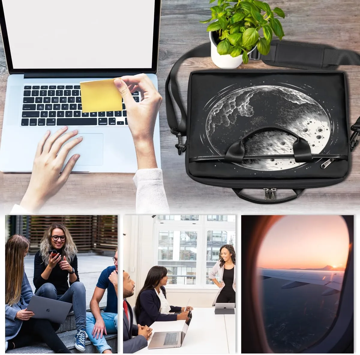 Planet Fun Pattern Laptop Shoulder Bag for Tablet Computer Notebook Sleeve Messenger Carrying Case Briefcase Tote