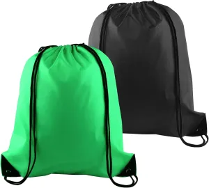 PLULON 2Pcs Drawstring Bags Bulk Drawstring Backpack Green Black String Backpack Cinch Sack Sport Gym Backpack Bags for Yoga Traveling Outdoor Sports