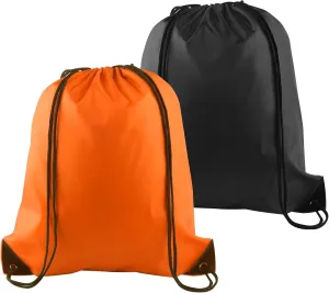 PLULON 2Pcs Drawstring Bags Bulk Drawstring Backpack Orange Black String Backpack Cinch Sack Sport Gym Backpack Bags for Yoga Traveling Outdoor Sports