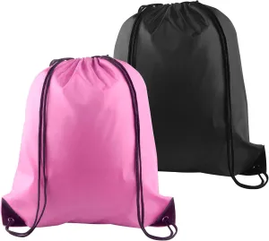 PLULON 2Pcs Drawstring Bags Bulk Drawstring Backpack Pink Black String Backpack Cinch Sack Sport Gym Backpack Bags for Yoga Traveling Outdoor Sports