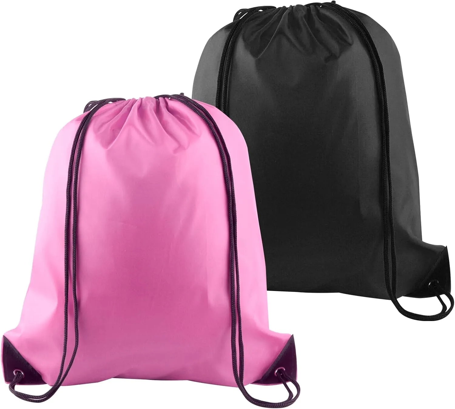 PLULON 2Pcs Drawstring Bags Bulk Drawstring Backpack Pink Black String Backpack Cinch Sack Sport Gym Backpack Bags for Yoga Traveling Outdoor Sports