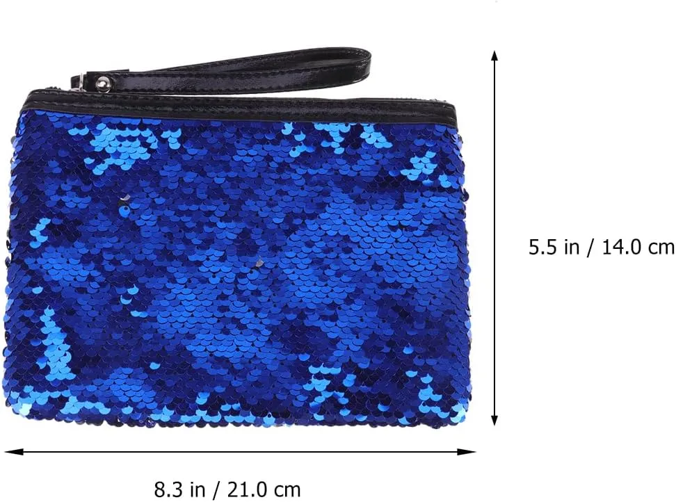 POPETPOP Sequin Travel Cosmetic Bag - Fashion Glitter Makeup Bag, Reversible Glitter Makeup Organizer Purse for Women Purse Party Favors