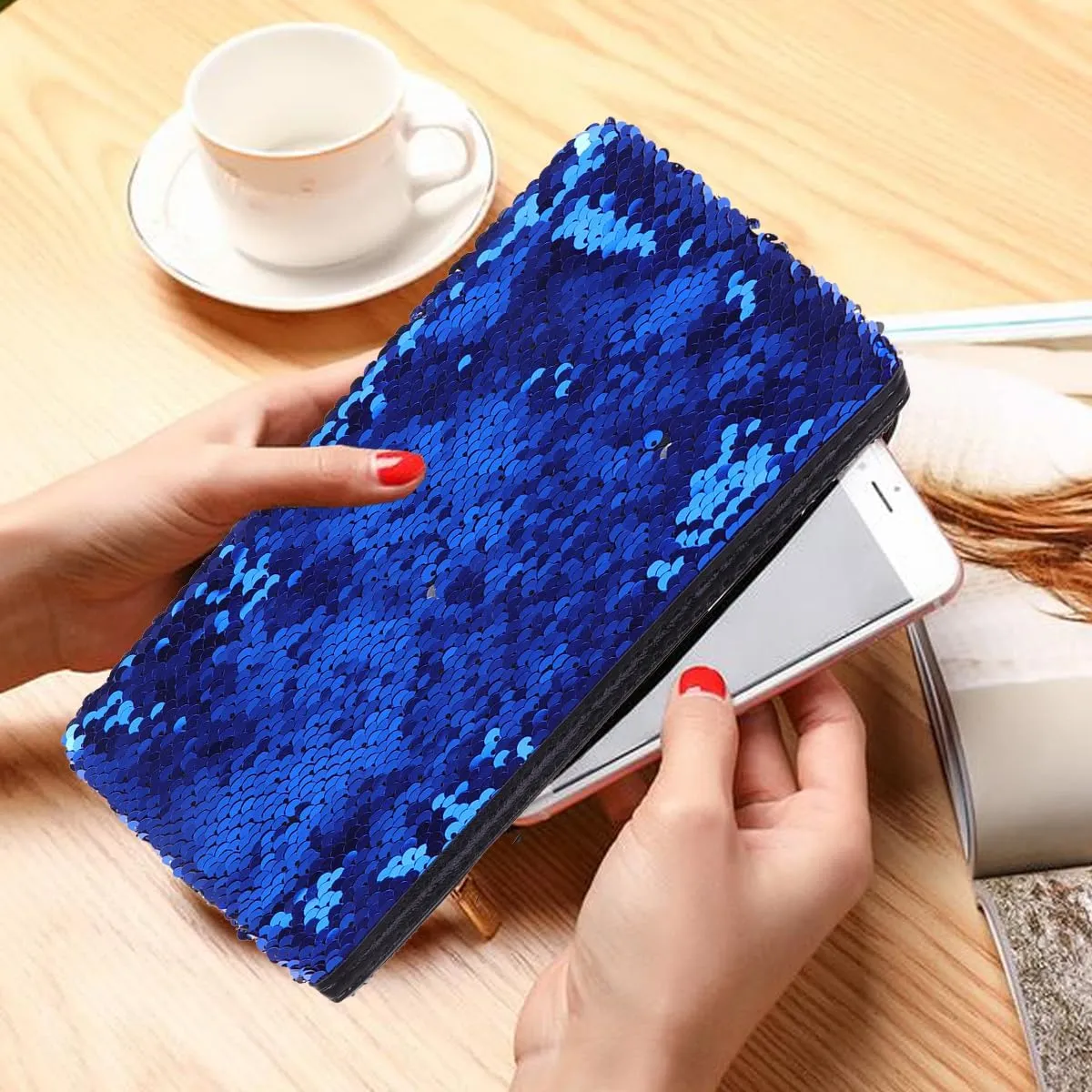 POPETPOP Sequin Travel Cosmetic Bag - Fashion Glitter Makeup Bag, Reversible Glitter Makeup Organizer Purse for Women Purse Party Favors