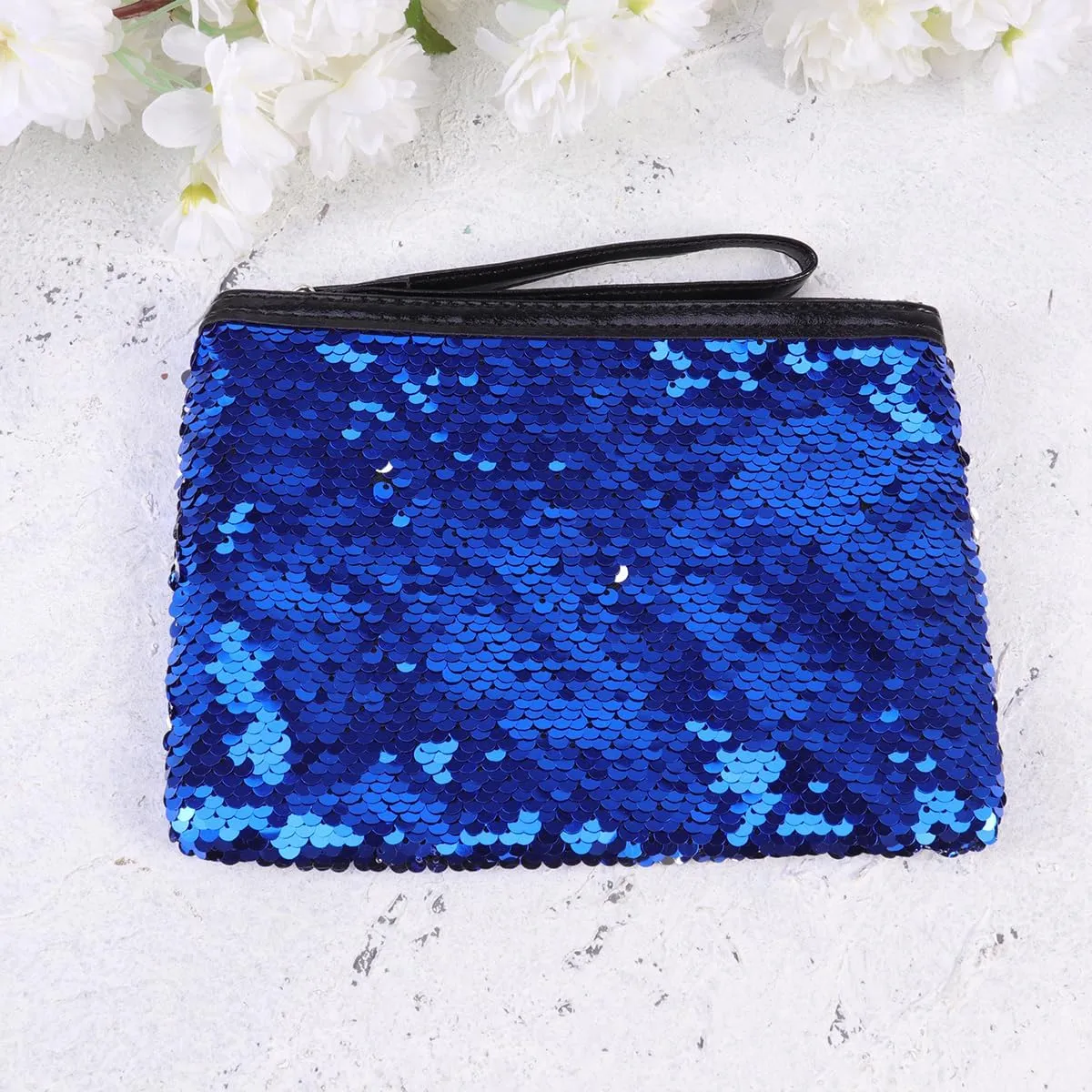 POPETPOP Sequin Travel Cosmetic Bag - Fashion Glitter Makeup Bag, Reversible Glitter Makeup Organizer Purse for Women Purse Party Favors