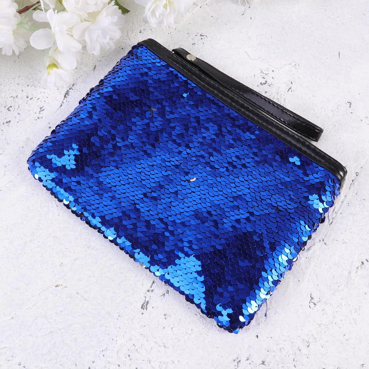 POPETPOP Sequin Travel Cosmetic Bag - Fashion Glitter Makeup Bag, Reversible Glitter Makeup Organizer Purse for Women Purse Party Favors