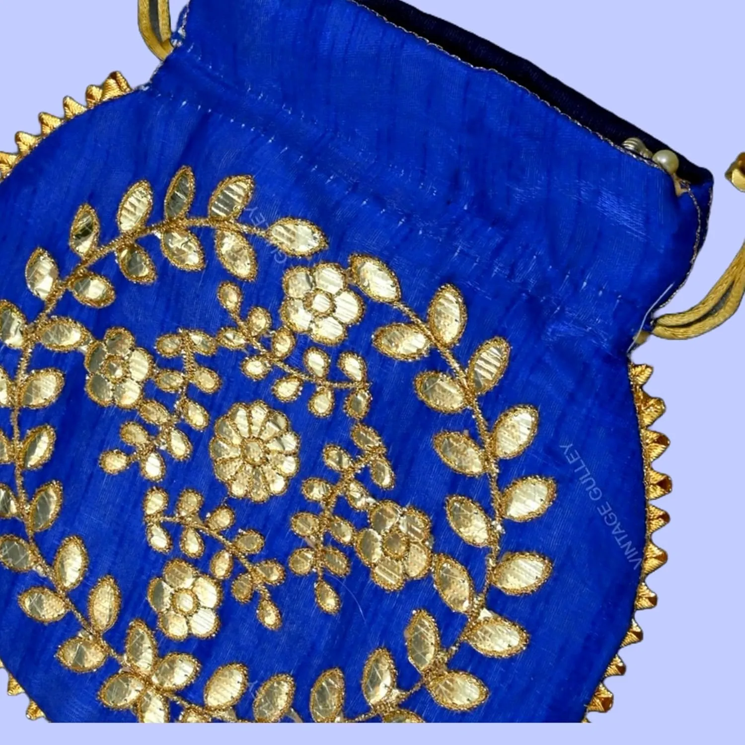 Potli Bag for women Gotta Patti Elegance Gold Intricate Work Bridal Potli Ethnic Potli Clutch Embroidery Designer Festivel Embellished Blue