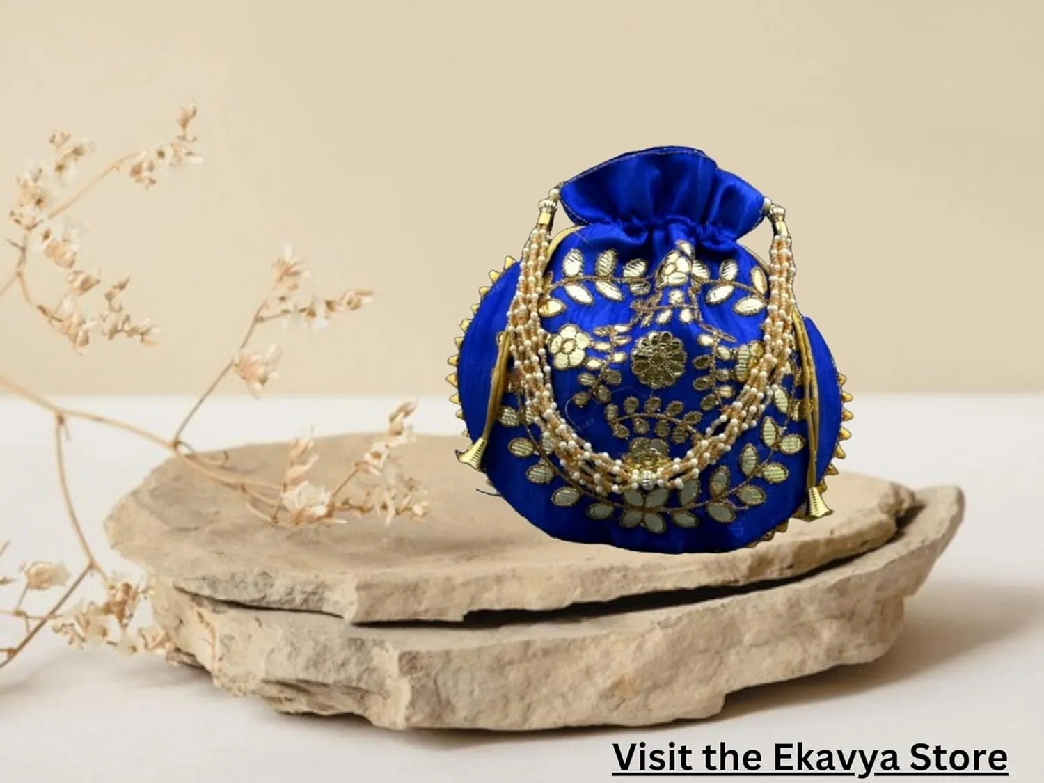 Potli Bag for women Gotta Patti Elegance Gold Intricate Work Bridal Potli Ethnic Potli Clutch Embroidery Designer Festivel Embellished Blue