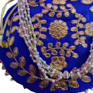 Potli Bag for women Gotta Patti Elegance Gold Intricate Work Bridal Potli Ethnic Potli Clutch Embroidery Designer Festivel Embellished Blue