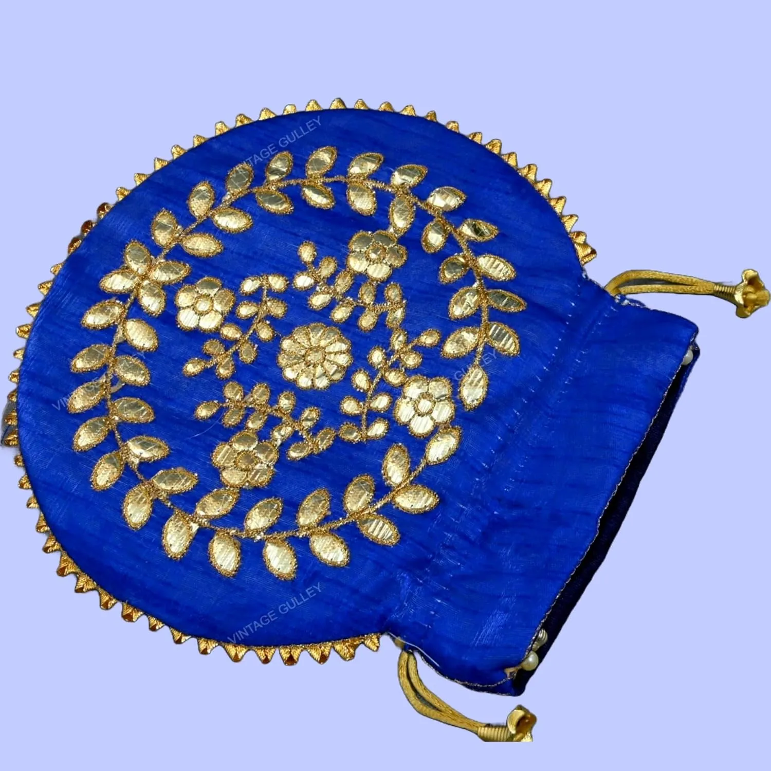 Potli Bag for women Gotta Patti Elegance Gold Intricate Work Bridal Potli Ethnic Potli Clutch Embroidery Designer Festivel Embellished Blue