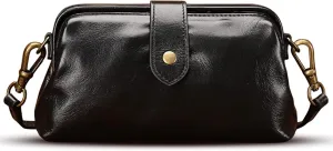 Premium Leather Retro Handmade Doctor Bag,Dr bag - retro handmade bag,Crossbody Unique Opening Small Vintage Phone Purse Handbags for Women (Black)
