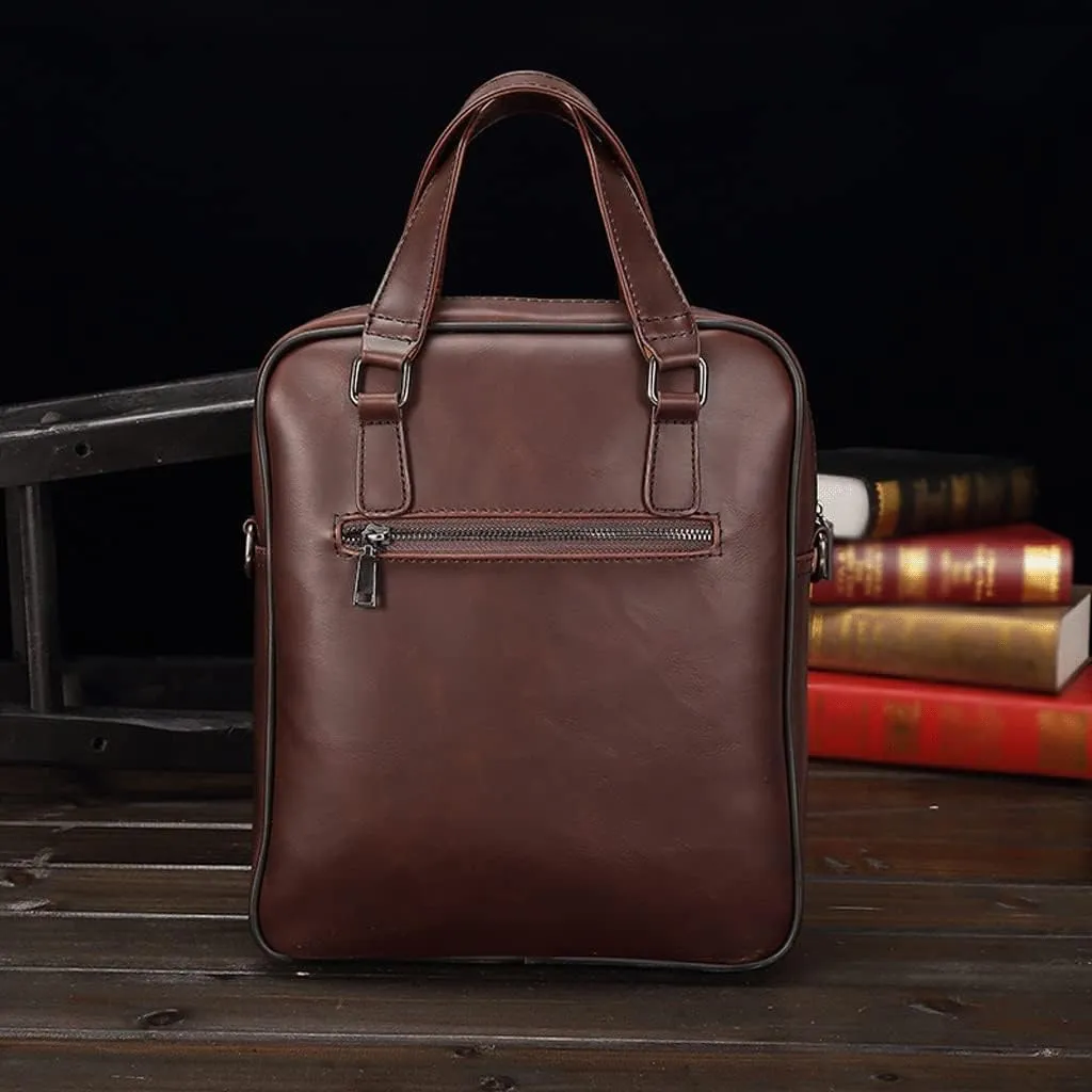 PU Crazy Horse Leather Briefcase Convertible 8.3 Ipad Messenger Bags Handbag Men Business Shoulder Bag