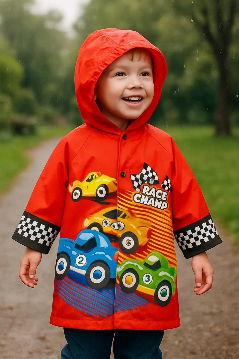 Puddle Play Kids Waterproof Hooded Rain Slicker  Lightweight Outwear Jacket in Fun Designs, Sizes 2-9 Years
