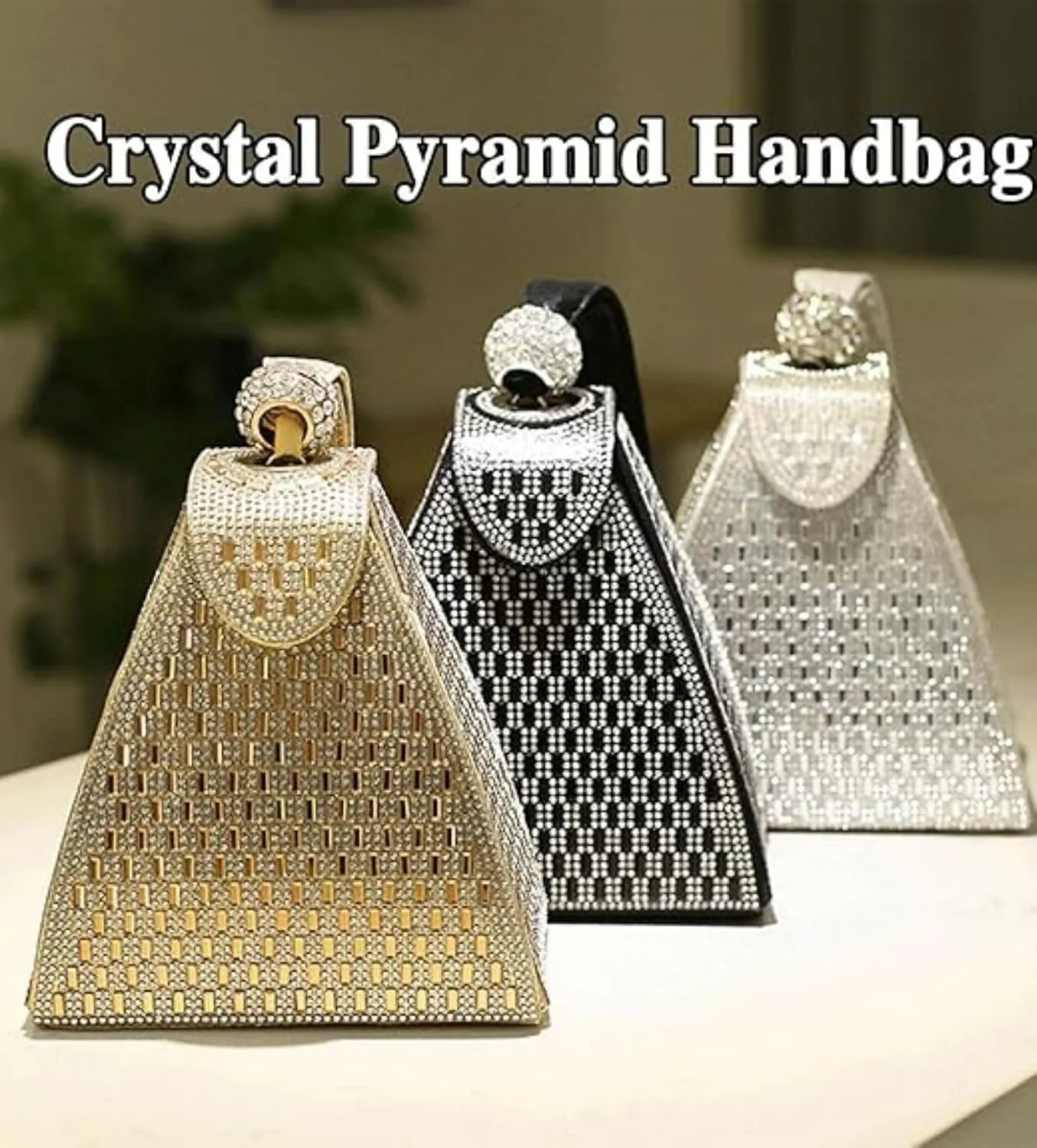Pyramid Shape Luxury Evening Bags,Cocktail Engagement Triangle Bag For Party Night,Clutch Purse Wrist bag