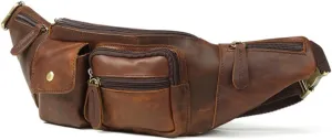 Real Leather Fanny Pack for Men Large Cross Body Fanny Bag Waterproof Sling Bag Fashion Shoulder Outdoor Sports Accessory
