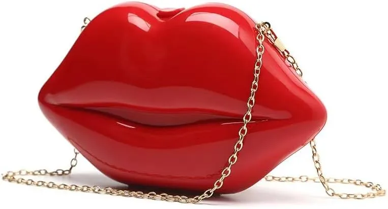 Red Lip Purse Womens Evening Clutch Acrylic Banquet Handbags for Wedding Prom Party