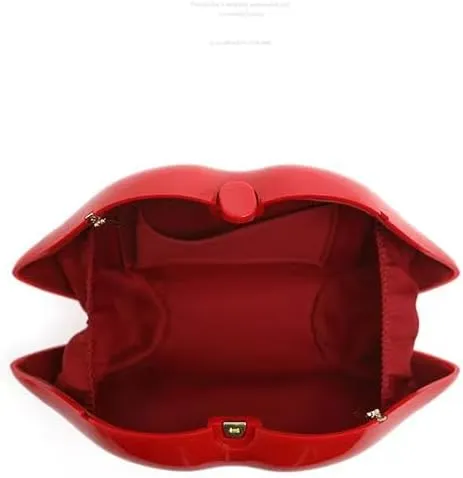 Red Lip Purse Womens Evening Clutch Acrylic Banquet Handbags for Wedding Prom Party