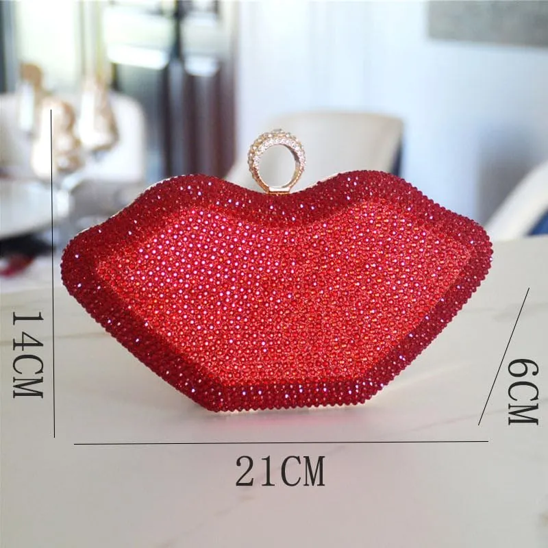 Red Lip Purse Womens Evening Clutch Acrylic Banquet Handbags for Wedding Prom Party
