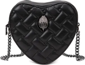 Rejolly Rainbow Stripe Heart Shaped Purse for Women Crossbody Bag Metallic PU Leather Shoulder Bag with Chain Strap