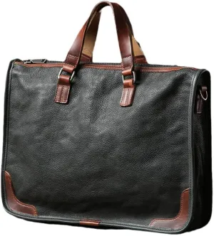 Retro Luxury Genuine Leather Men Business Briefcase Casual Real Cowhide Handbag Laptop Shoulder Messenger Bag