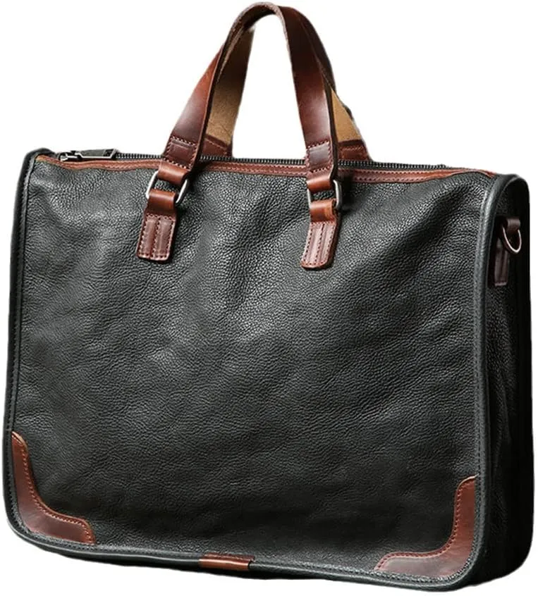 Retro Luxury Genuine Leather Men Business Briefcase Casual Real Cowhide Handbag Laptop Shoulder Messenger Bag