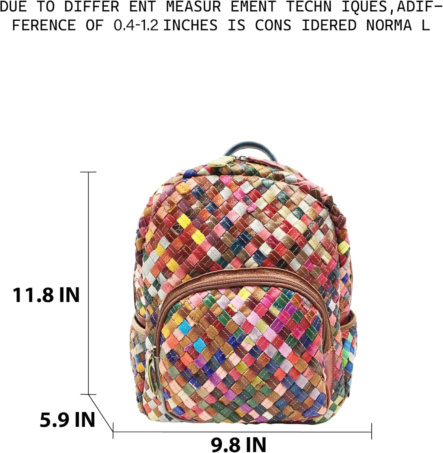 Riutiru Unique Style Genuine Leather Handwoven Mosaic Backpack for Everyday Work and Travel (A-829)