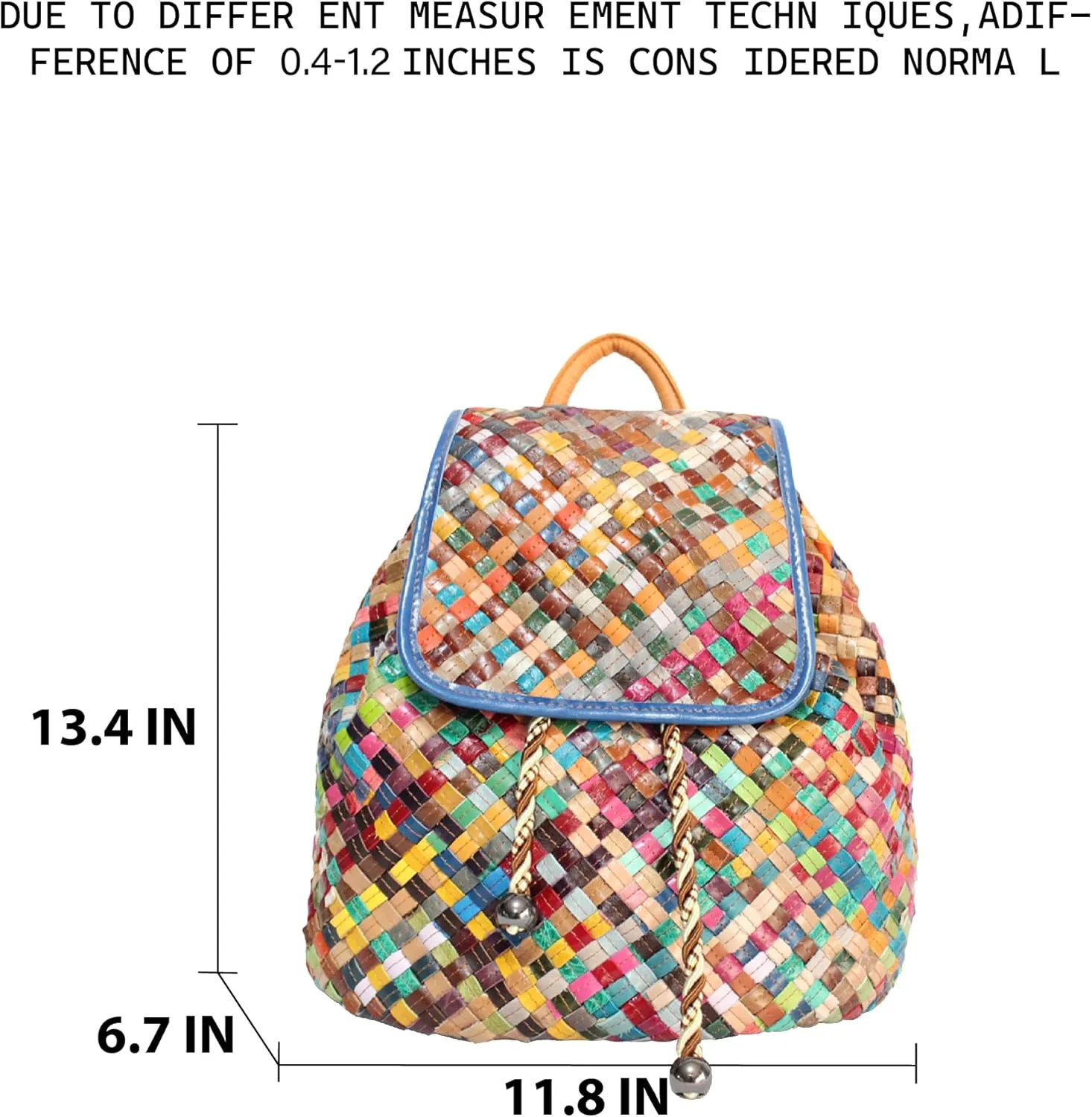 Riutiru Unique Style Genuine Leather Handwoven Mosaic Backpack for Everyday Work and Travel (A-9228)