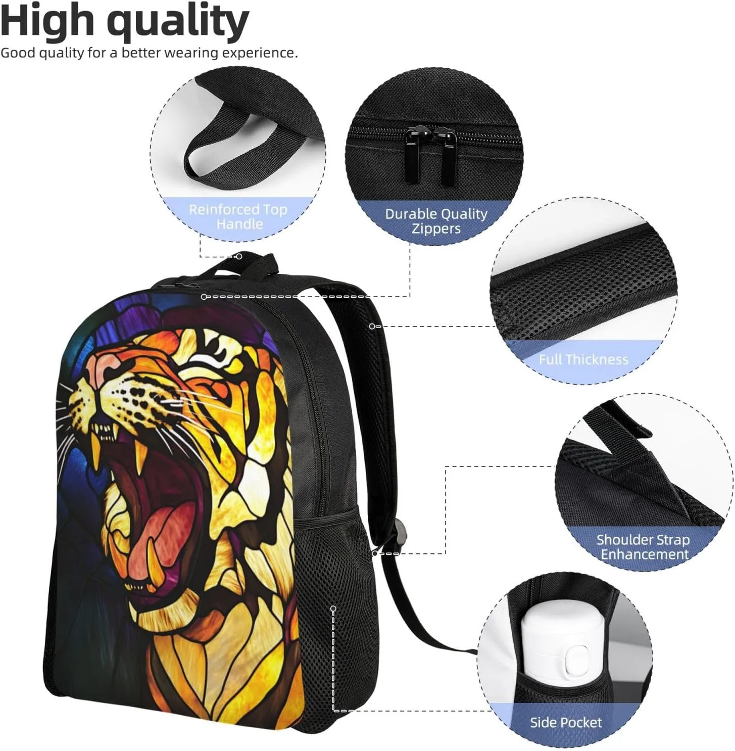 Roaring Tiger Backpack Waterproof Anti Theft Durable Light Laptop Bag Backpacks For Women Men Travel Gym Backpack