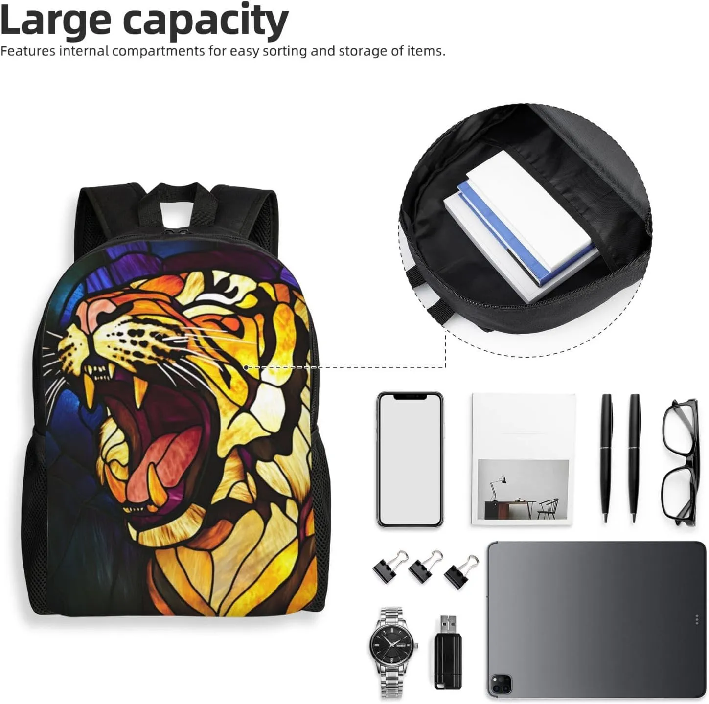 Roaring Tiger Backpack Waterproof Anti Theft Durable Light Laptop Bag Backpacks For Women Men Travel Gym Backpack