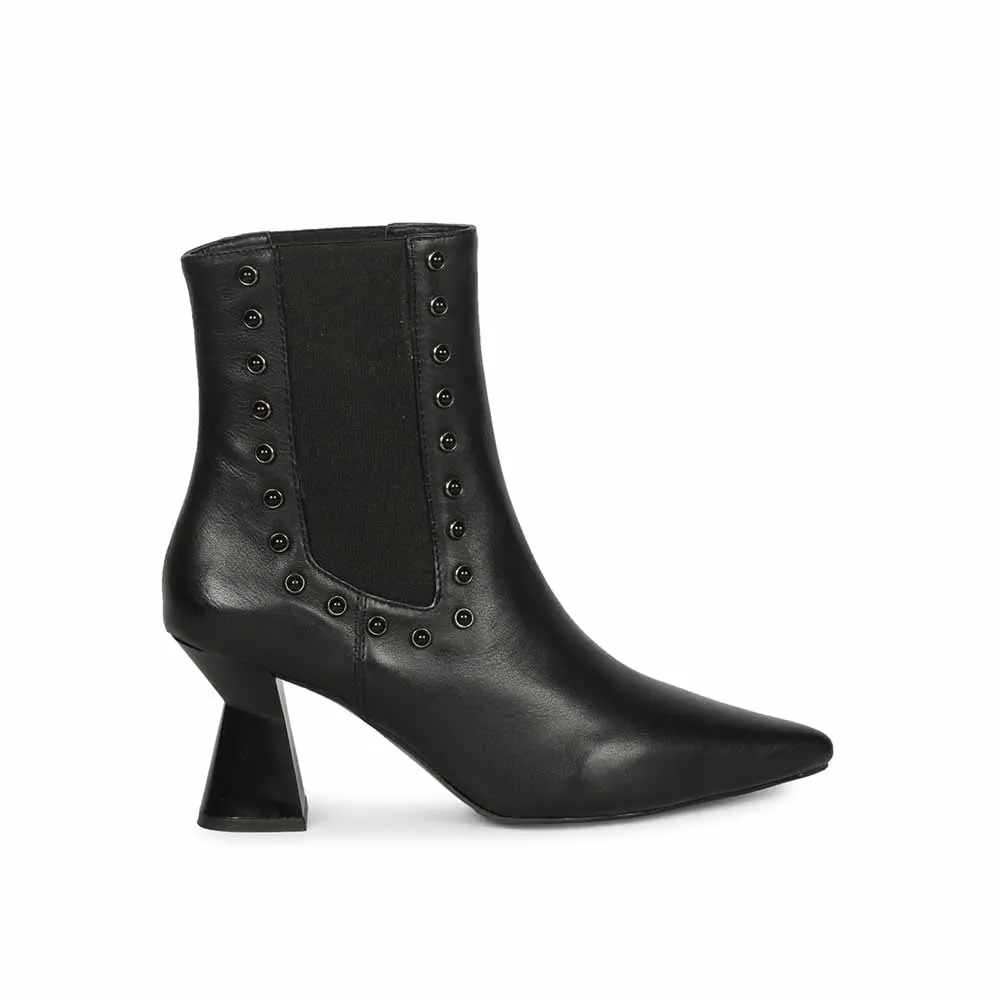 Saint G Solid Black Leather Slip On Ankle Boots