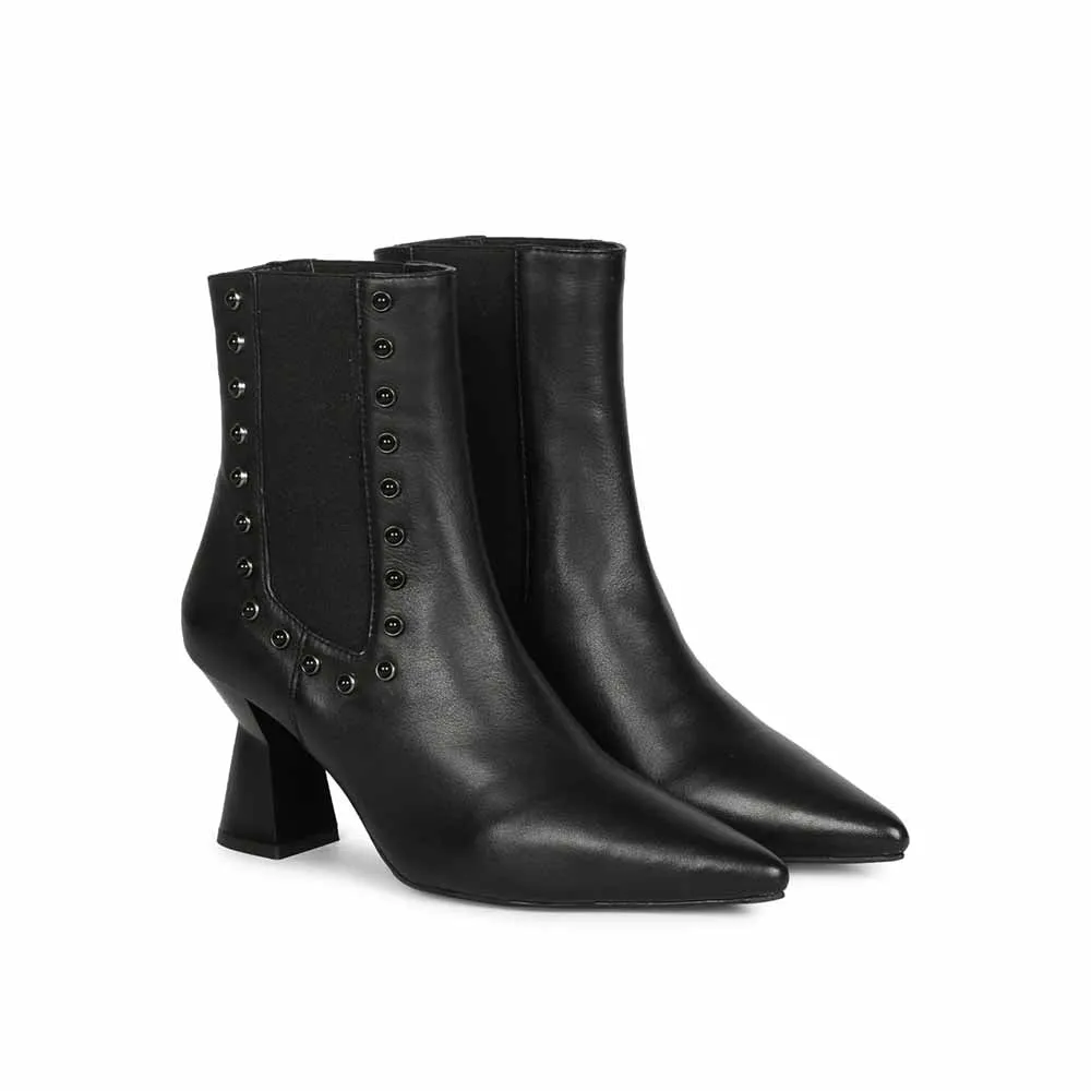 Saint G Solid Black Leather Slip On Ankle Boots