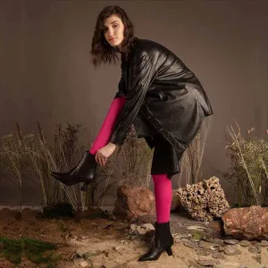 Saint G Solid Black Leather Slip On Ankle Boots