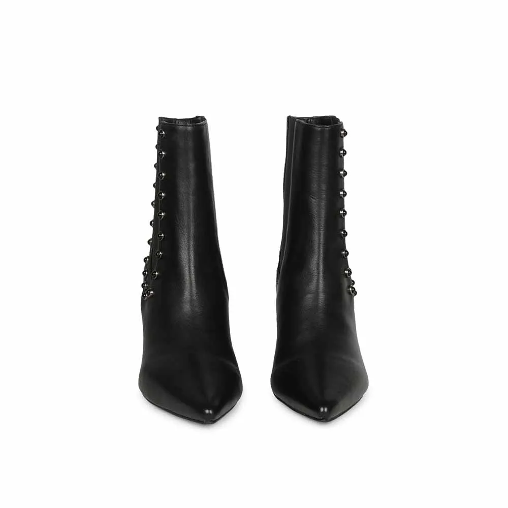 Saint G Solid Black Leather Slip On Ankle Boots