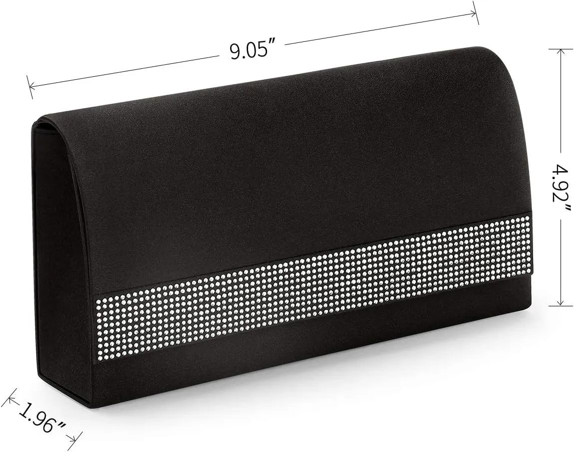 Satin Rhinestones Evening Bags Party Bridal Clutch Purse For Women Prom Clutch