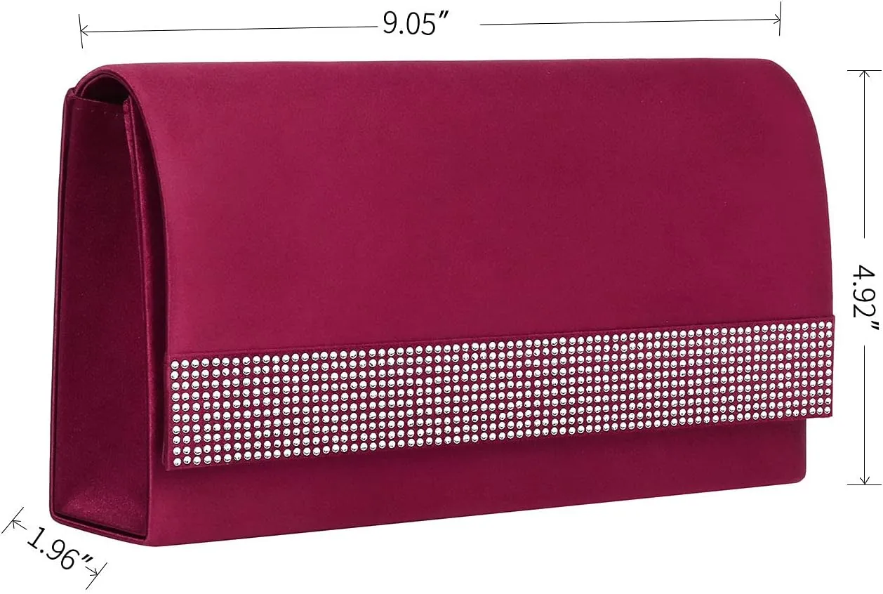 Satin Rhinestones Evening Bags Party Bridal Clutch Purse For Women Prom Clutch