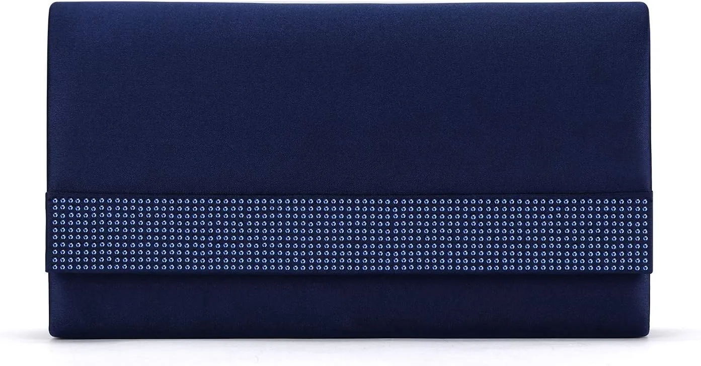 Satin Rhinestones Evening Bags Party Bridal Clutch Purse For Women Prom Clutch