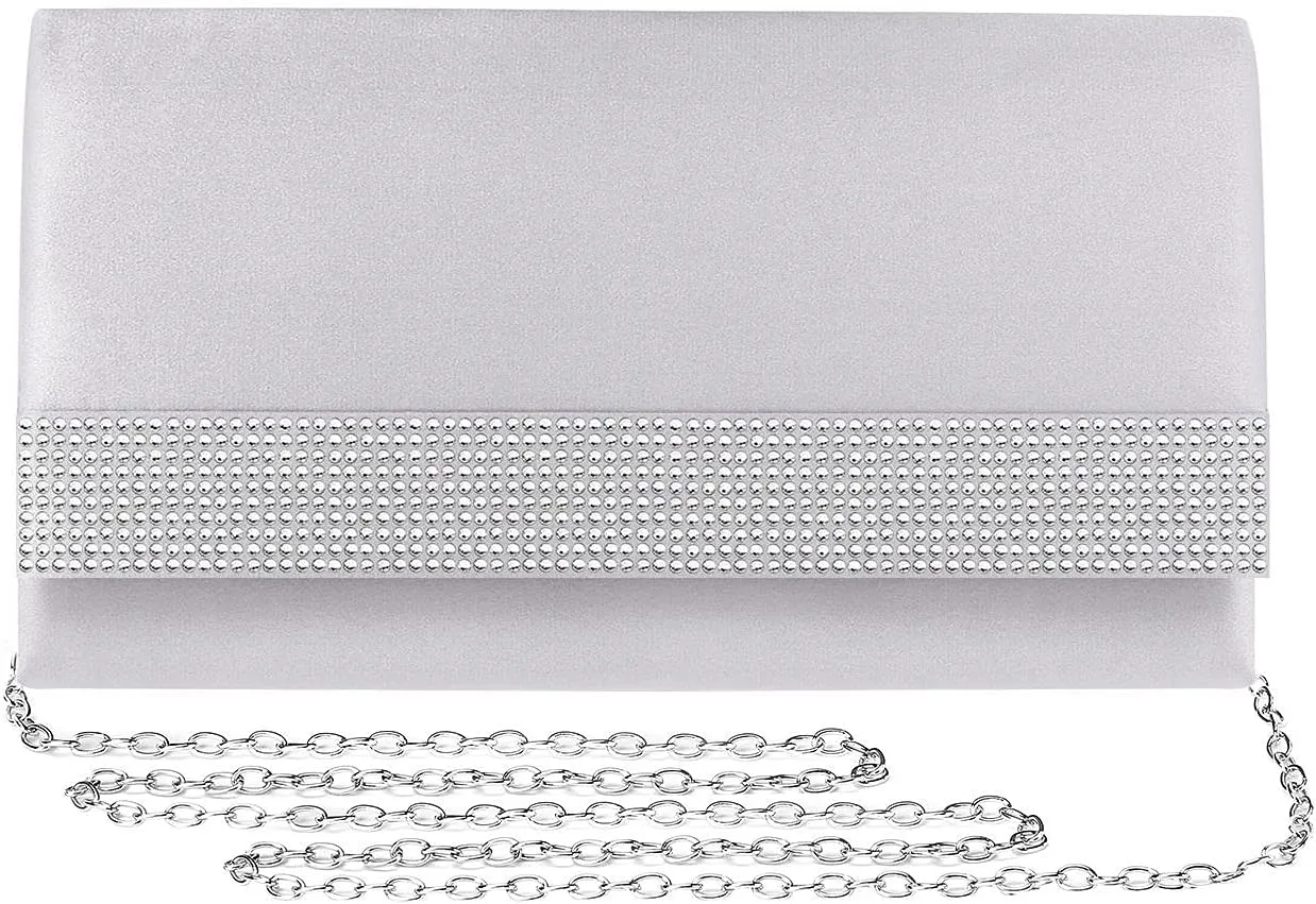 Satin Rhinestones Evening Bags Party Bridal Clutch Purse For Women Prom Clutch