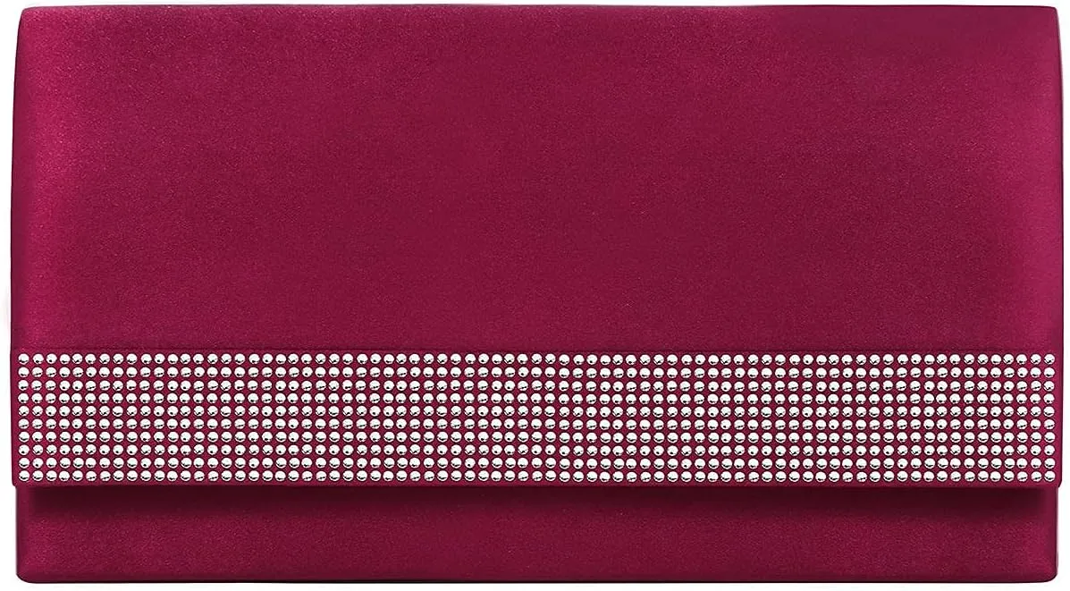 Satin Rhinestones Evening Bags Party Bridal Clutch Purse For Women Prom Clutch