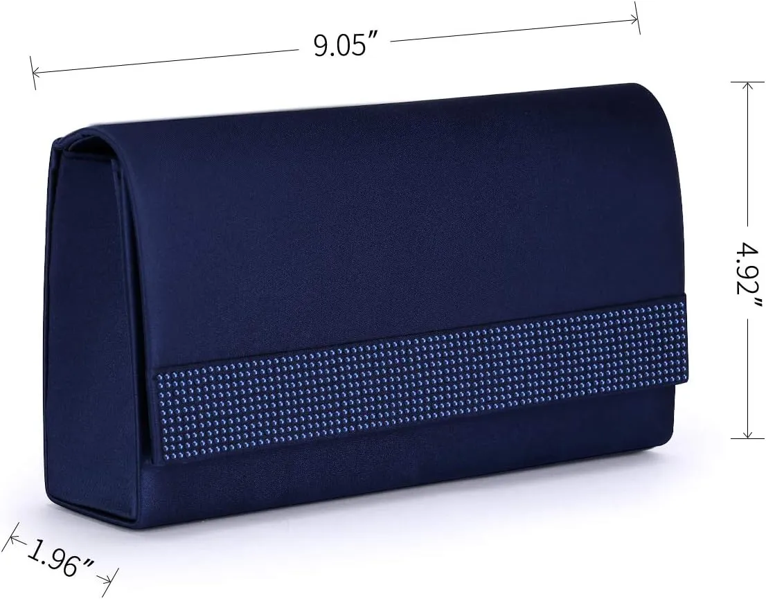 Satin Rhinestones Evening Bags Party Bridal Clutch Purse For Women Prom Clutch