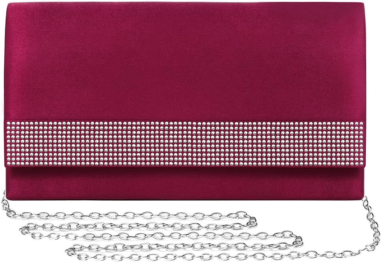 Satin Rhinestones Evening Bags Party Bridal Clutch Purse For Women Prom Clutch